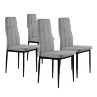   Étkezőszék, ModernHome DC860-4, 4 db, szürke, 98 x 42 x 42 cm, steppelt kárpit, porszórt acél lábak, magas háttámla, teherbírás: 120 kg