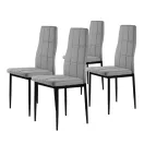 Étkezőszék, ModernHome DC860-4, 4 db, szürke, 98 x 42 x 42 cm, steppelt kárpit, porszórt acél lábak, magas háttámla, teherbírás: 120 kg