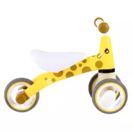   Háromkerekű futóbicikli, ECOTOYS LB1603 zsiráf, sárga, EVA habkerekek 14 cm, műanyag váz, ülésmagasság: 25 cm, kormányfordulás határoló, 12 hónapos kortól