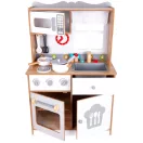 Játékkonyha, ECOTOYS 7253, fa, 60 x 30 x 92 cm, sütővel és mikrohullámú sütővel, 16 db tartozékkal, forgógombokkal