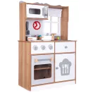 Játékkonyha, ECOTOYS 7253, fa, 60 x 30 x 92 cm, sütővel és mikrohullámú sütővel, 16 db tartozékkal, forgógombokkal