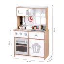Játékkonyha, ECOTOYS 7253, fa, 60 x 30 x 92 cm, sütővel és mikrohullámú sütővel, 16 db tartozékkal, forgógombokkal