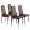 Étkezőszék, ModernHome DC855-4, 4 db, barna, 98 x 43 x 41 cm, ökobőr kárpit, porszórt acél lábak, magas háttámla, teherbírás: 120 kg