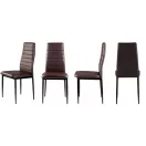 Étkezőszék, ModernHome DC855-4, 4 db, barna, 98 x 43 x 41 cm, ökobőr kárpit, porszórt acél lábak, magas háttámla, teherbírás: 120 kg