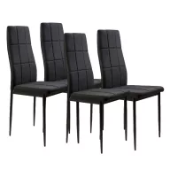   Étkezőszék, ModernHome DC860-4, 4 db, fekete, 98 x 42 x 42 cm, steppelt kárpit, porszórt acél lábak, magas háttámla, teherbírás: 120 kg