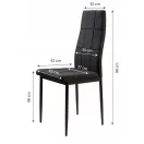 Étkezőszék, ModernHome DC860-4, 4 db, fekete, 98 x 42 x 42 cm, steppelt kárpit, porszórt acél lábak, magas háttámla, teherbírás: 120 kg
