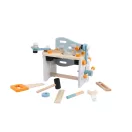 Szerszámos építőkészlet, ECOTOYS 1182N, fa, 52 tartozékkal, csavarozható elemekkel, kreatív, készségfejlesztő, 3 éves kortól
