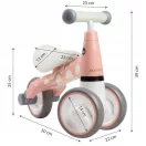 Háromkerekű futóbicikli, ECOTOYS LB1603 flamingó, rózsaszín, EVA habkerekek 14 cm, műanyag váz, ülésmagasság: 25 cm, kormányfordulás határoló, 12 hónapos kortól