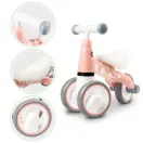 Háromkerekű futóbicikli, ECOTOYS LB1603 flamingó, rózsaszín, EVA habkerekek 14 cm, műanyag váz, ülésmagasság: 25 cm, kormányfordulás határoló, 12 hónapos kortól