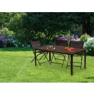 Kerti asztal, MultiGarden SAK-156, barna, 156 × 78 cm, 6 személyes, magasság: 74 cm, fahatású műanyag asztallap, porszórt acél váz, teherbírás: 150 kg