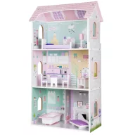   Fa babaház, ECOTOYS 4121, Jagodowa rezidencia, 52,3 x 27 x 95 cm, 3 szint, 4 szoba, 8 db bútor, 3 éves kortól
