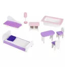 Fa babaház, ECOTOYS 4121, Jagodowa rezidencia, 52,3 x 27 x 95 cm, 3 szint, 4 szoba, 8 db bútor, 3 éves kortól