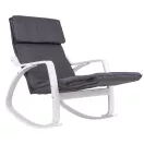 Hintaszék, ModernHome TXRC-02, szürke/fehér, 97 x 58 x 65 cm, állítható lábtartó, fejtámasz, levehető huzat, fa és fém váz, 120 kg teherbírás