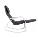 Hintaszék, ModernHome TXRC-02, szürke/fehér, 97 x 58 x 65 cm, állítható lábtartó, fejtámasz, levehető huzat, fa és fém váz, 120 kg teherbírás