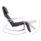 Hintaszék, ModernHome TXRC-02, szürke/fehér, 97 x 58 x 65 cm, állítható lábtartó, fejtámasz, levehető huzat, fa és fém váz, 120 kg teherbírás