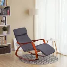 Hintaszék, ModernHome TXRC-02, szürke/barna, 97 x 58 x 65 cm, állítható lábtartó, fejtámasz, levehető huzat, fa és fém váz, 120 kg teherbírás