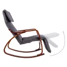 Hintaszék, ModernHome TXRC-02, szürke/barna, 97 x 58 x 65 cm, állítható lábtartó, fejtámasz, levehető huzat, fa és fém váz, 120 kg teherbírás