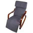Hintaszék, ModernHome TXRC-02, szürke/barna, 97 x 58 x 65 cm, állítható lábtartó, fejtámasz, levehető huzat, fa és fém váz, 120 kg teherbírás