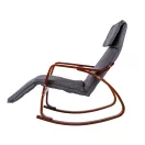 Hintaszék, ModernHome TXRC-02, szürke/barna, 97 x 58 x 65 cm, állítható lábtartó, fejtámasz, levehető huzat, fa és fém váz, 120 kg teherbírás