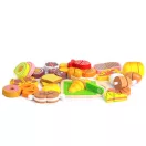 Játék ételkészlet, ECOTOYS TL87115, 23 db, tépőzáras, vágódeszkával és késsel, tároló vödörrel, 3 éves kortól