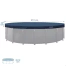 Kerek medencetakaró, Intex Deluxe négyévszakos, csővázas medencéhez, 610 cm átmérő, sötétkék, UV-álló háromrétegű anyag, 20 cm-es túlnyúlással, köteles rögzítéssel (28088)
