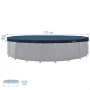 Kerek medencetakaró, Intex Deluxe négyévszakos, csővázas medencéhez, 732 cm átmérő, sötétkék, UV-álló háromrétegű anyag, 20 cm-es túlnyúlással, köteles rögzítéssel (28091)