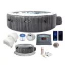 INTEX PureSPA Greywood Deluxe jacuzzi, 6 személyes, kerek, D216 x 71 cm, szürke / fehér (28442)