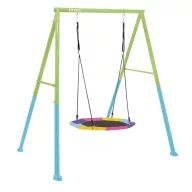   Kerti fészekhinta, INTEX, zöld/kék, átmérő: 102 cm, acél váz, vízálló, állítható kötélmagasság, párnázott, teherbírás: 100 kg, kerek (44111)