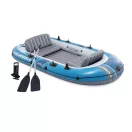 Felfújható csónak szett, Intex Excursion 4, 315 x 165 x 43 cm, kék, négyszemélyes, megerősített PVC, felfújható ülésekkel, pumpával és evezőkkel (66324)