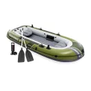 Felfújható csónak szett, Intex Seahawk 3, 295 x 137 x 43 cm, zöld, háromszemélyes, megerősített PVC, pumpával és evezőkkel (66333)