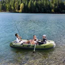 Felfújható csónak szett, Intex Seahawk 3, 295 x 137 x 43 cm, zöld, háromszemélyes, megerősített PVC, pumpával és evezőkkel (66333)