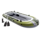 Felfújható csónak szett, Intex Seahawk 4, 351 x 145 x 48 cm, zöld, négyszemélyes, megerősített PVC, pumpával és evezőkkel (66334)