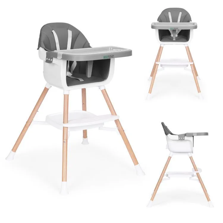 Etetőszék, ECOTOYS HC508, szürke – 1. kép ECOTOYS 2 az 1-ben etetőszék
