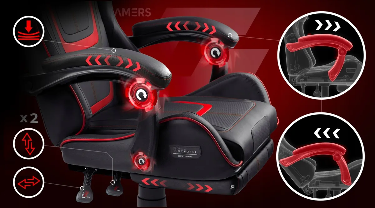Gamer szék, Sofotel Specter, fekete/piros – 11. kép