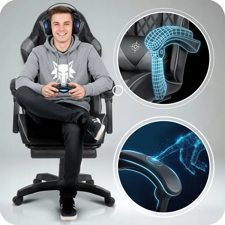 Gamer szék, Sofotel Draknor II, fekete-szürke – 9. kép Gamer szék, Sofotel Draknor II, fekete-szürke – 9. kép
