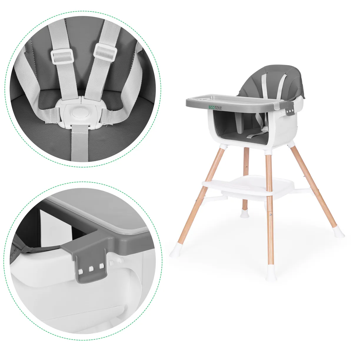 Etetőszék, ECOTOYS HC508, szürke – 4. kép Állítható tálca ECOTOYS etetőszékhez