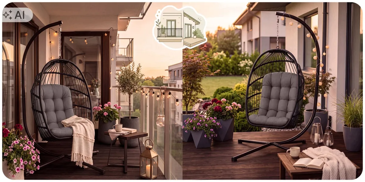 Függőszék, Sofotel Maribella 290502, fekete – 3. kép Függőfotel párnával
