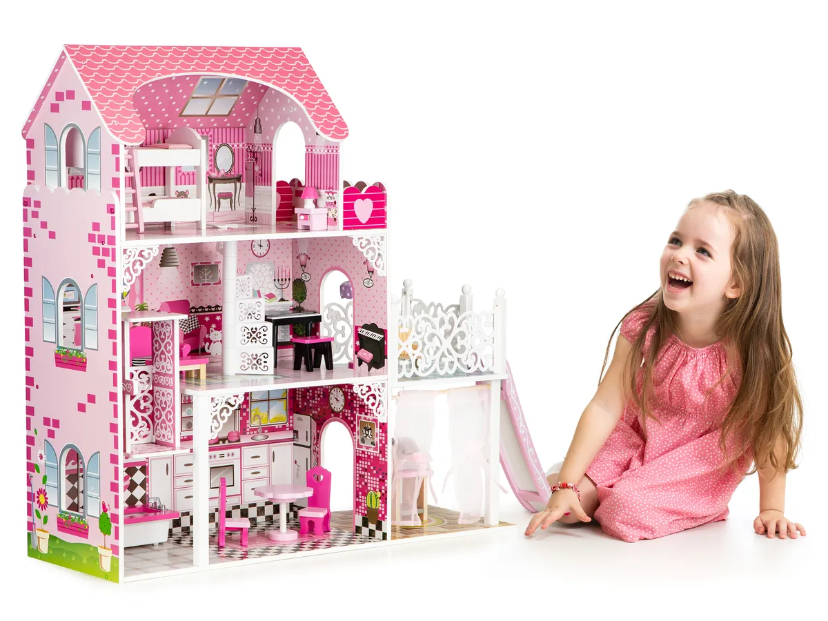 Fa babaház, ECOTOYS TL49059, 89 x 32,5 x 90 cm – 1. kép Fa babaház, ECOTOYS TL49059, 89 x 32,5 x 90 cm – 1. kép