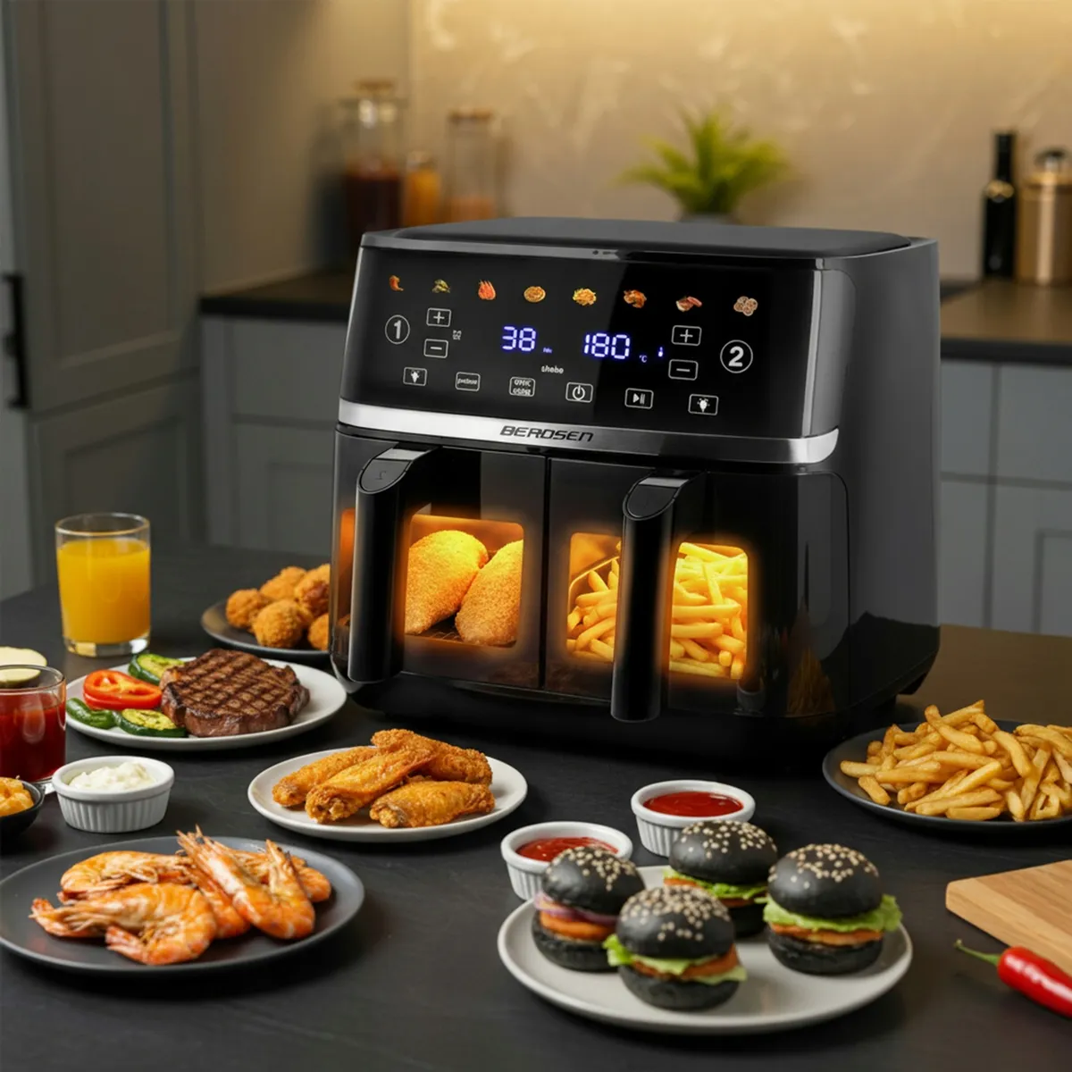 Air Fryer forrólevegős sütő, Berdsen BD-657, fekete – 12. kép