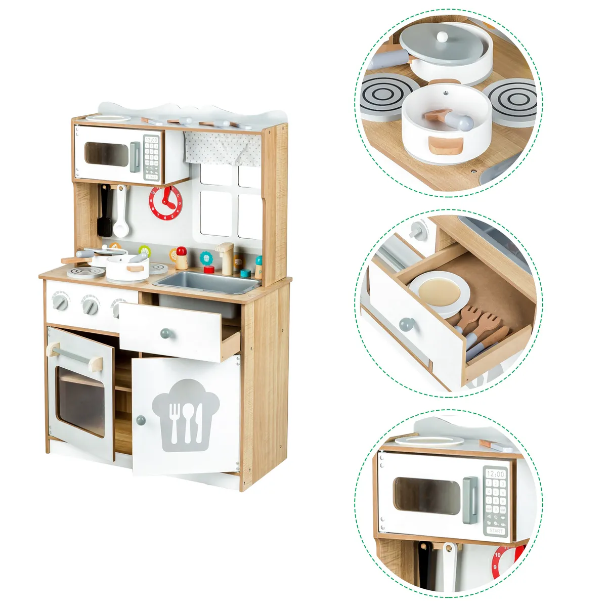 Játékkonyha, ECOTOYS 7253, fa – 3. kép Játékkonyha, ECOTOYS 7253, fa – 3. kép