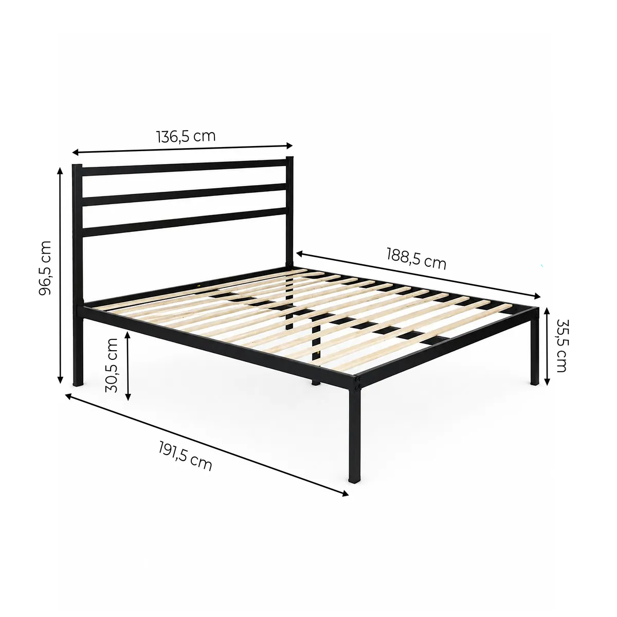 Fém ágykeret, ModernHome GIC-BFWB02, 135 x 190 cm – 4. kép