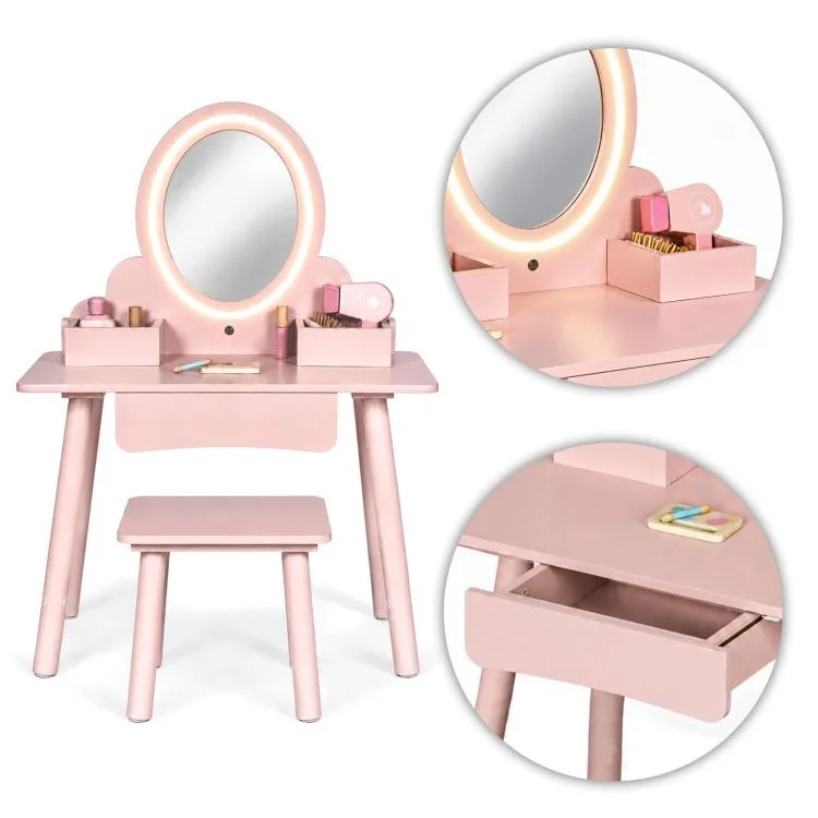 Gyerek fésülködőasztal, ECOTOYS TL106008, rózsaszín – 8. kép Gyerek fésülködőasztal, ECOTOYS TL106008, rózsaszín – 8. kép