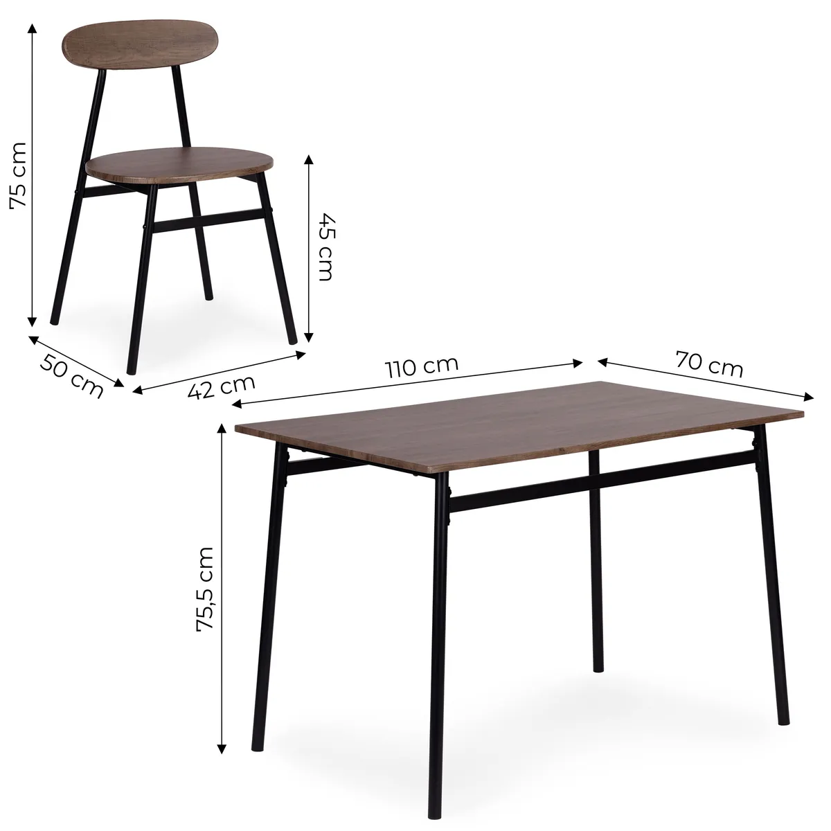 Étkezőasztal 4 székkel, ModernHome Oslo-WD, 110 x 70 cm – 4. kép Étkezőasztal 4 székkel, ModernHome Oslo-WD, 110 x 70 cm – 4. kép
