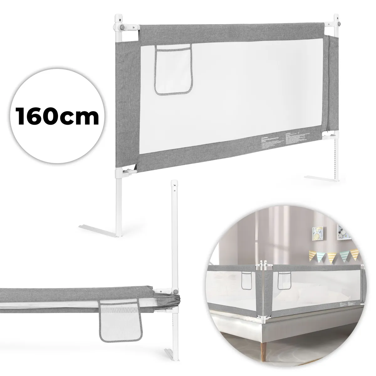 Leesésgátló ágykorlát, ECOTOYS SG-030D-GY, szürke/fehér – 1. kép