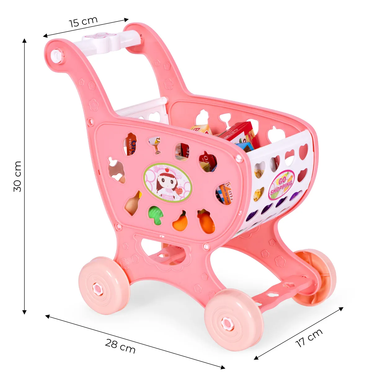 Játék bevásárlókocsi, ECOTOYS 978-2, rózsaszín – 4. kép Játék bevásárlókocsi, ECOTOYS 978-2, rózsaszín – 4. kép