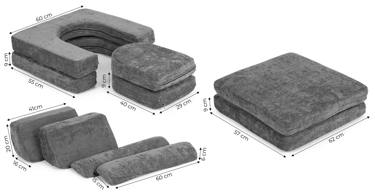 Gyerek moduláris fotel, ECOTOYS TMSRT-17-GY, szürke – 5. kép Gyerek moduláris fotel, ECOTOYS TMSRT-17-GY, szürke – 5. kép