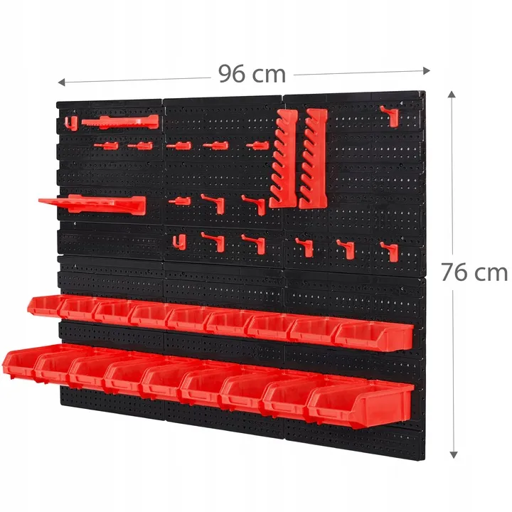 Fali szerszámtartó panel, Humberg HM-581, fekete/piros – 3. kép Fali szerszámtartó panel, Humberg HM-581, fekete/piros – 3. kép