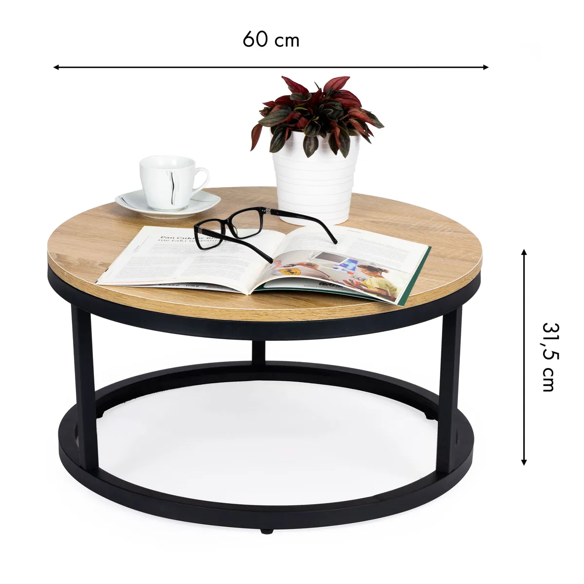 Dohányzóasztal, ModernHome PJJCFT0068, átmérő: 60 cm – 5. kép