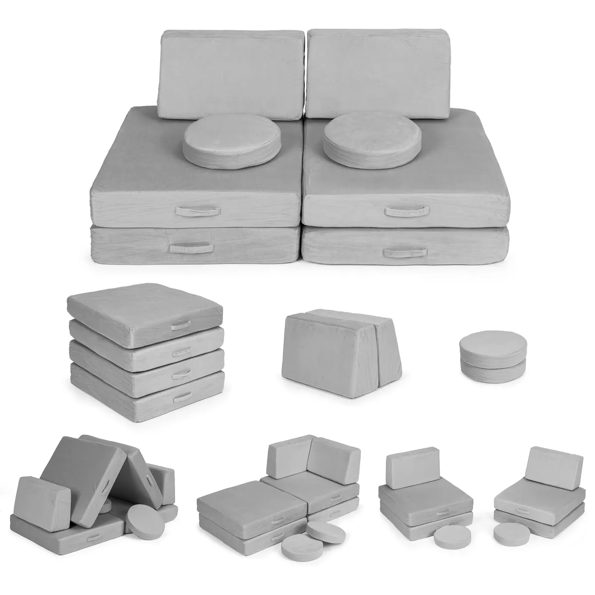 Gyerek moduláris fotel, ECOTOYS TMSRT-14, szürke – 1. kép