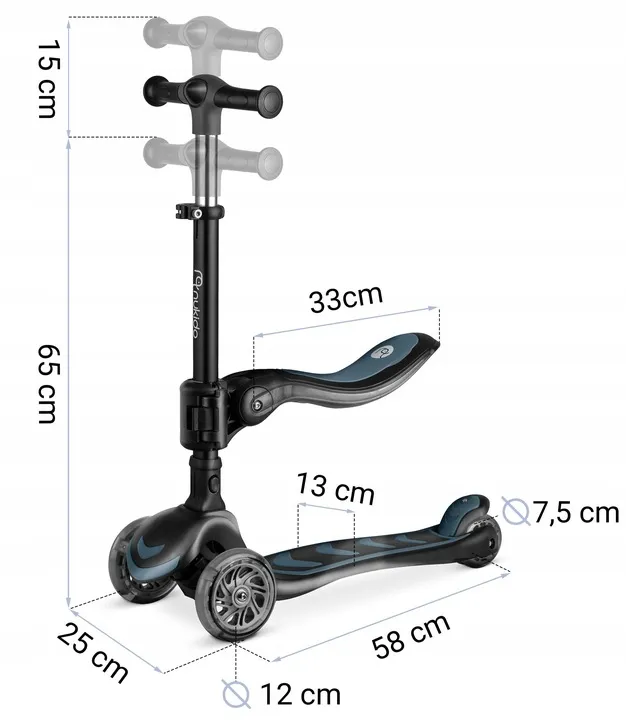 Háromkerekű roller, Nukido Flippo, fekete – 10. kép Háromkerekű roller, Nukido Flippo, fekete – 10. kép